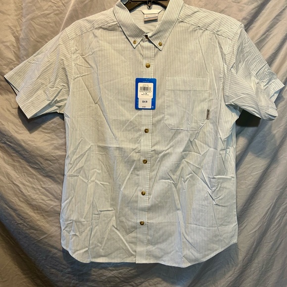 Columbia Light Blue Striped Button Down Shirt - Picture 1 of 2